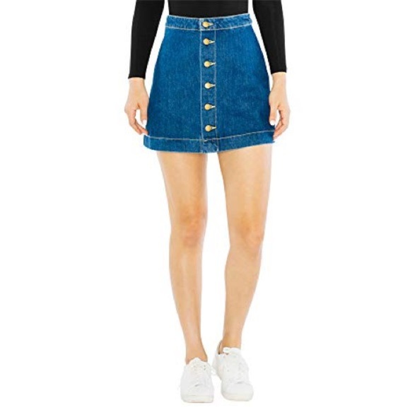 American Apparel Denim Button Down A Line Mini Blue Jean Skirt, Size S - Picture 1 of 9